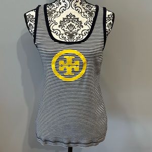 Tory Burch navy and white tank top